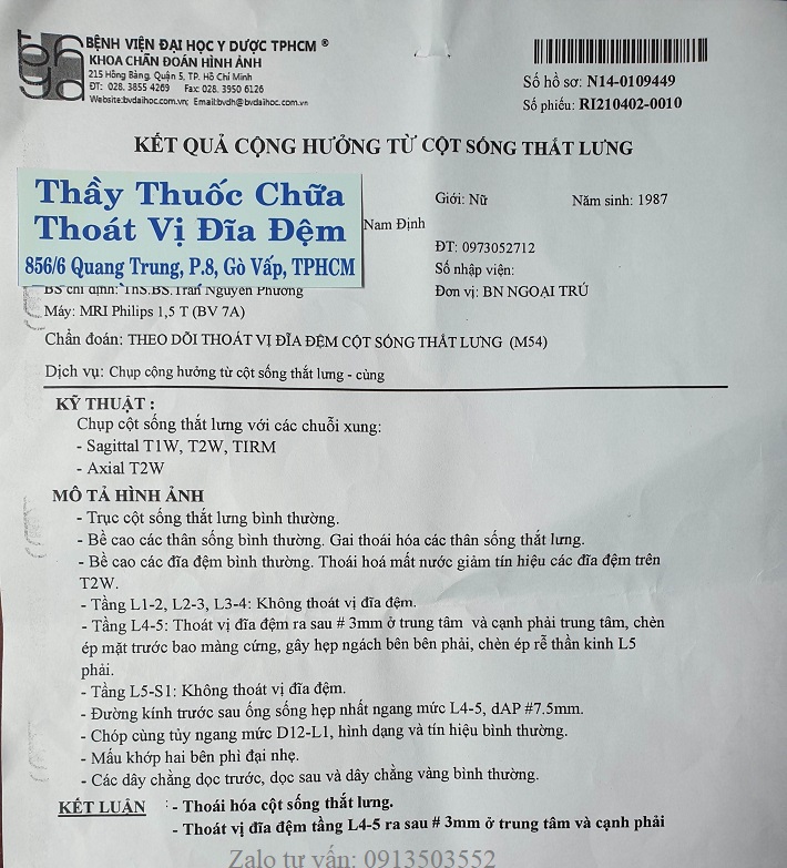 MRI thoát vị đĩa đệm